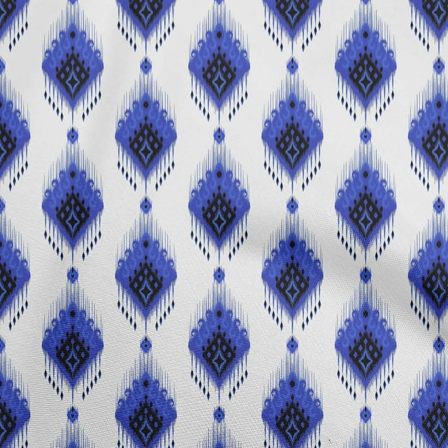 oneOone Georgette Viscose Medium Blue Fabric Ikat Sewing Craft Projects Fabric Prints By Yard 42 Inch Wide