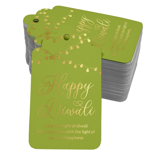 Inkdotpot Gold Foil Paper Hang Tags Happy Diwali Favor Tags 50 Pack