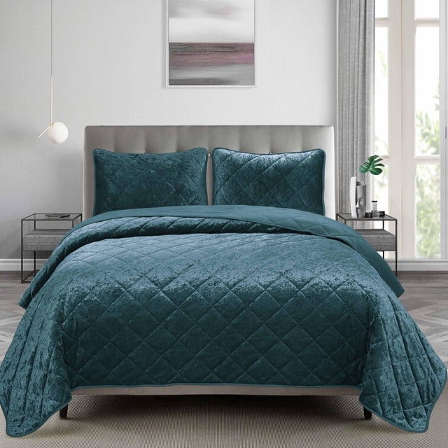 Ensemble de courtepointe en velours à motif de losanges de Swift Home