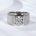 thumbnail image 4 of 2/1 Carat Moissanite Rings for Men Engagement Ring Mens Diamond Wedding Bands 18K Sterling Silver Moissanite Promise Rings Moissanite Jewelry for Men, 4 of 7