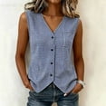 thumbnail image 2 of GUACER Gingham Plaid Vest for Women Sleeveless Button Down V Neck Blouse with Pocket Casual Summer Tank Tops, 2 of 8