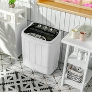 Costway 13lbs Portable Semi-Automatic Twin Tub Wash Machine W/ Built-In Drain Pump Black