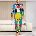 thumbnail image 6 of Looney Tunes Cartoons Men's Hooded Jumpsuit - Zip Up One Piece Pajamas Soft Cozy Winter Warm Plush Loungewear, 6 of 8