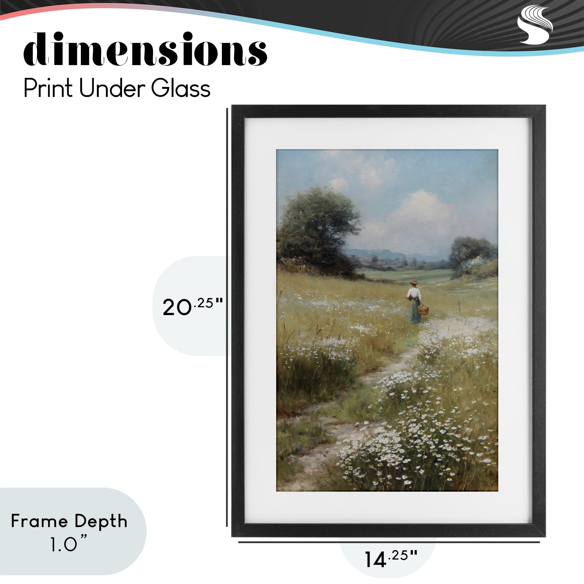 Stupell Industries Flower Gazing in Summer Meadow Black Framed Print Under Glass, design by Petal Prints Design