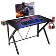thumbnail image 4 of Gymax K-Shaped Computer Gaming Desk 45"Racing Desk w/Cup Headphone Holder & Game Storage, 4 of 10
