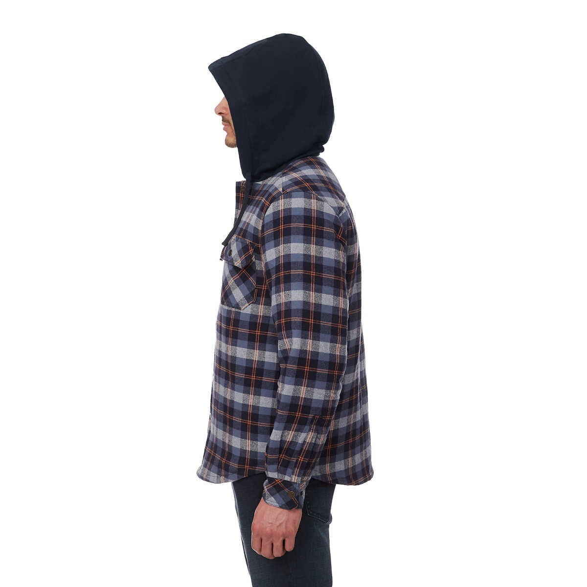Legendary Outfitters Men’s Plaid Insulated Casual Hooded Shirt Jacket-Blue / M