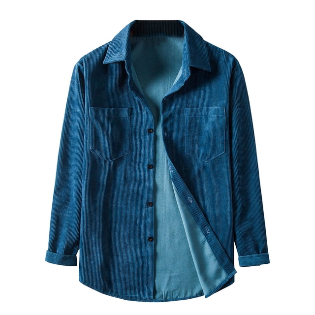 Veste Homme Hiver Chemise en Velours Côtelé Multi-Poches