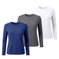 thumbnail image 3 of Yigetop Long Sleeve Undershirt for Women, Women's Long Sleeve Basic Shirts for Women Stretch Tight Fitted Thermal Shirts Fashion Tops 3 Pack Womens Long Sleeve T Shirts Purple L, 3 of 3
