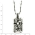 thumbnail image 3 of Stainless Steel Antiqued Cross Dog Tag Necklace; 22 inch; Lobster (Fancy) Clasp; for Adults and Teens; for Women and Men, 3 of 3