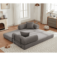 thumbnail image 3 of 78.5 Inch Folding Sleeper Sofa Bed, 4-in-1 DIY Combination Convertible Sofa, King Size Small Streak Corduroy Folding Sofa, 3 Seat Mobile Arm Couch for Bedroom/Apartment/Corduroy, Grey, 3 of 9