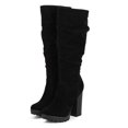 thumbnail image 5 of Breckelles DE09 Women Knee High Suede Platform Chunky Heel Slouch Boot, 5 of 5