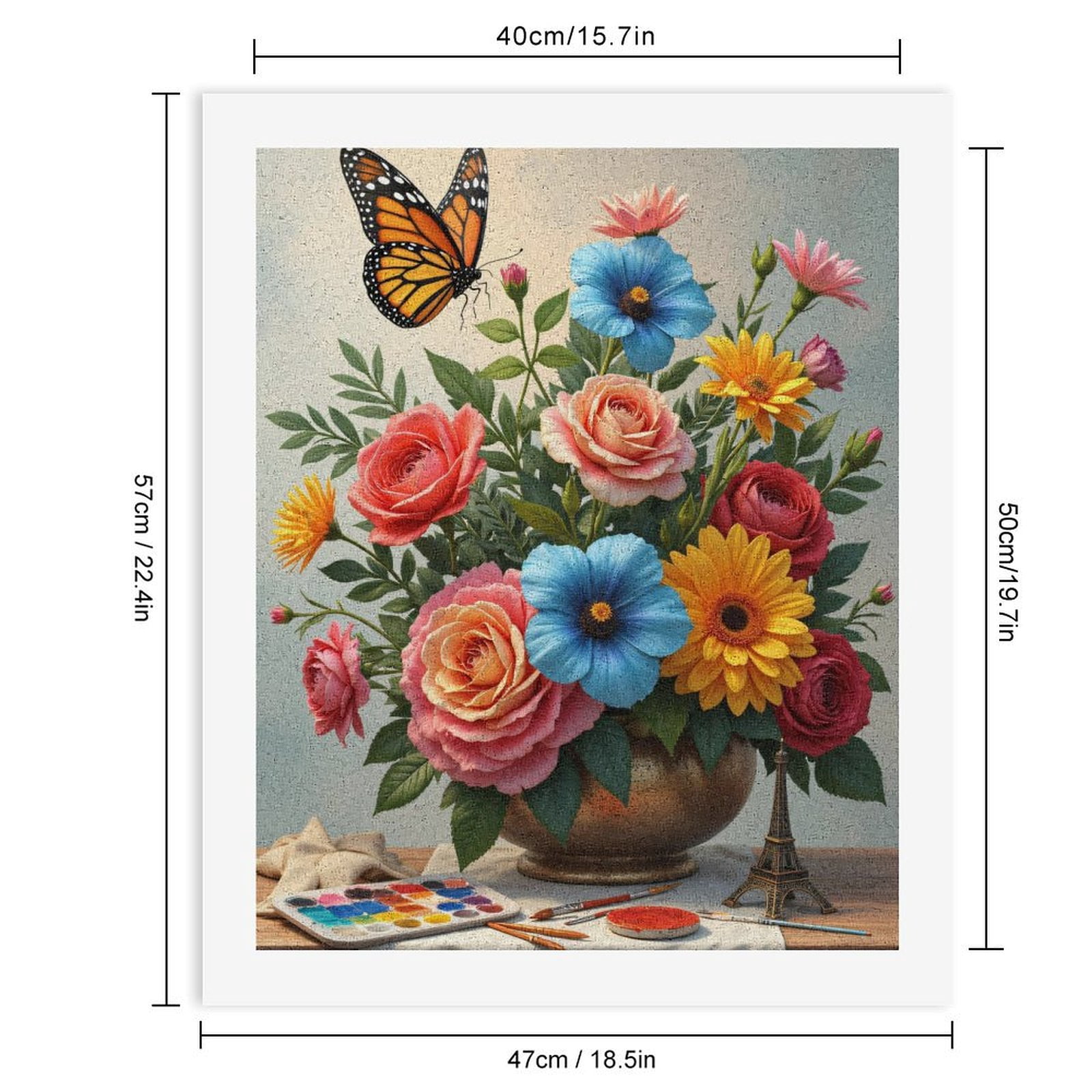 Paint By Numbers Kit for Adults Beginner - Colorful Floral Art Painting Butterfly DIY Canvas Painting Kits for Adults, Frameless Paint By Number for Adults for Home Wall Decor 16x20 Inch