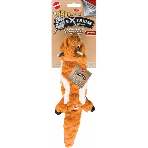 SPOT Skinneeez Extreme Quilted Chipmunk Dog Toy – Tough, Stuffing-Free Plush Toy with 4 Durable Layers & 2 Squeakers for Moderate Chewers, Small & Medium Dogs, 14 in
