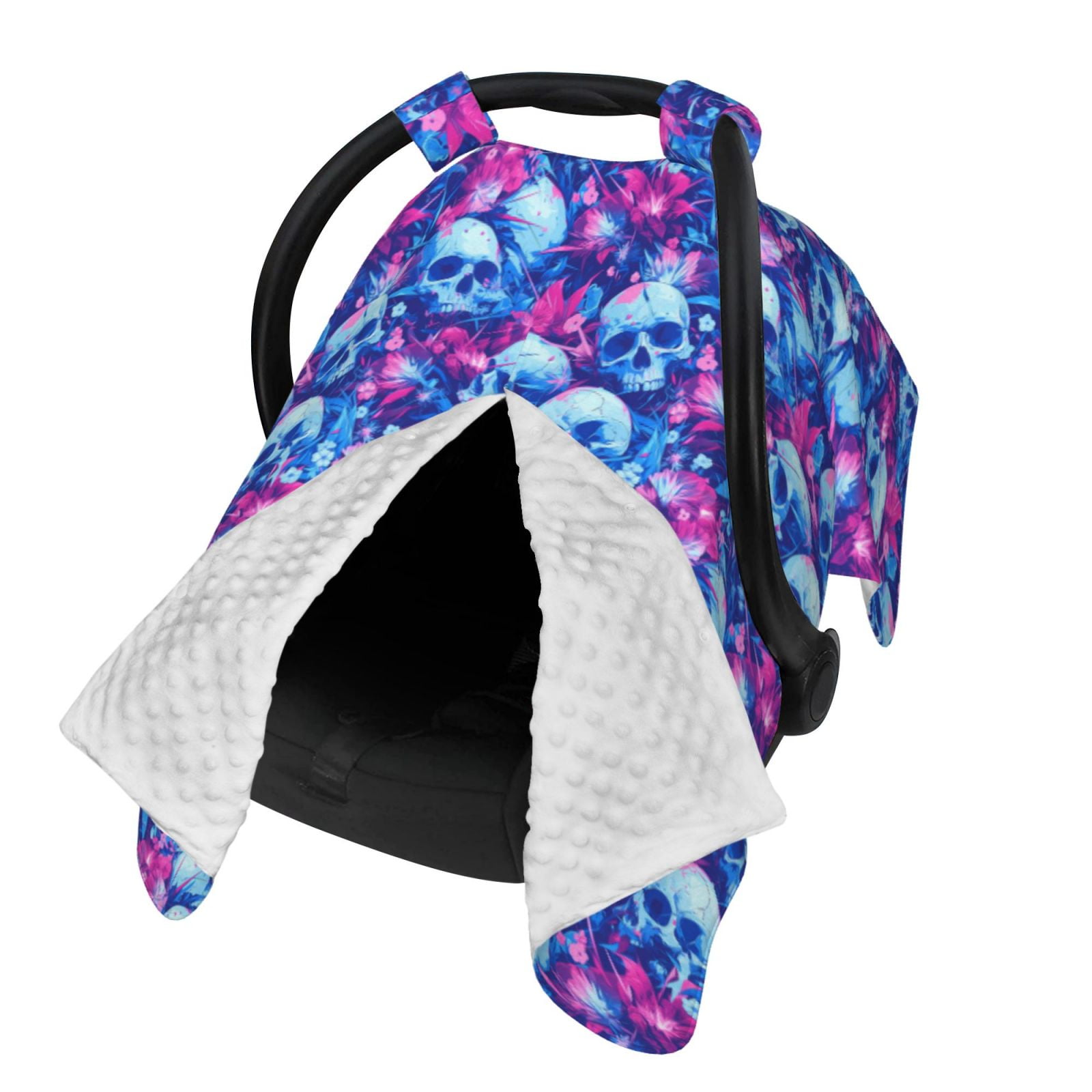 Naloa blue Skull purple flower Baby Car Seat Cover, Breathable Baby Carrier Cover, Multiuse Baby Carrier Cover & Nursing Breastfeeding Cover