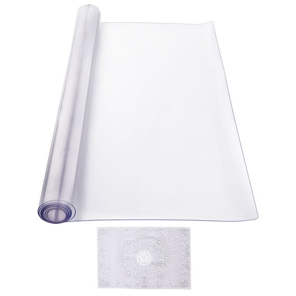 KFFKFF Clear Plastic Tablecloth, Dimensions 24 x 48 Inch, Thickness 2.0 mm, Rectangular PVC Desk Cover, Water-Resistant and Simple to Clean, Ideal for Office Furniture, Dining Area, and Bedside Table