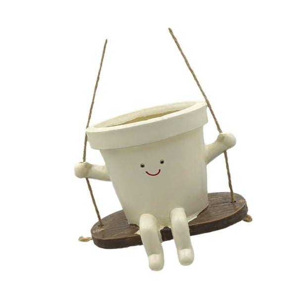 Macetas Contenedores de Almacenamiento Florero Lindo Decoración Maceta Cara Sonriente Estilo C