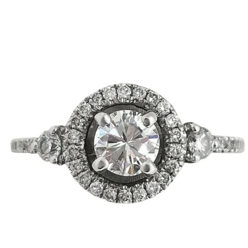 HeartsAndYou 4ct Round Cut Moissanite Milgrain Vintage Inspired Halo Engagement Ring for Women 18k White Gold over Silver