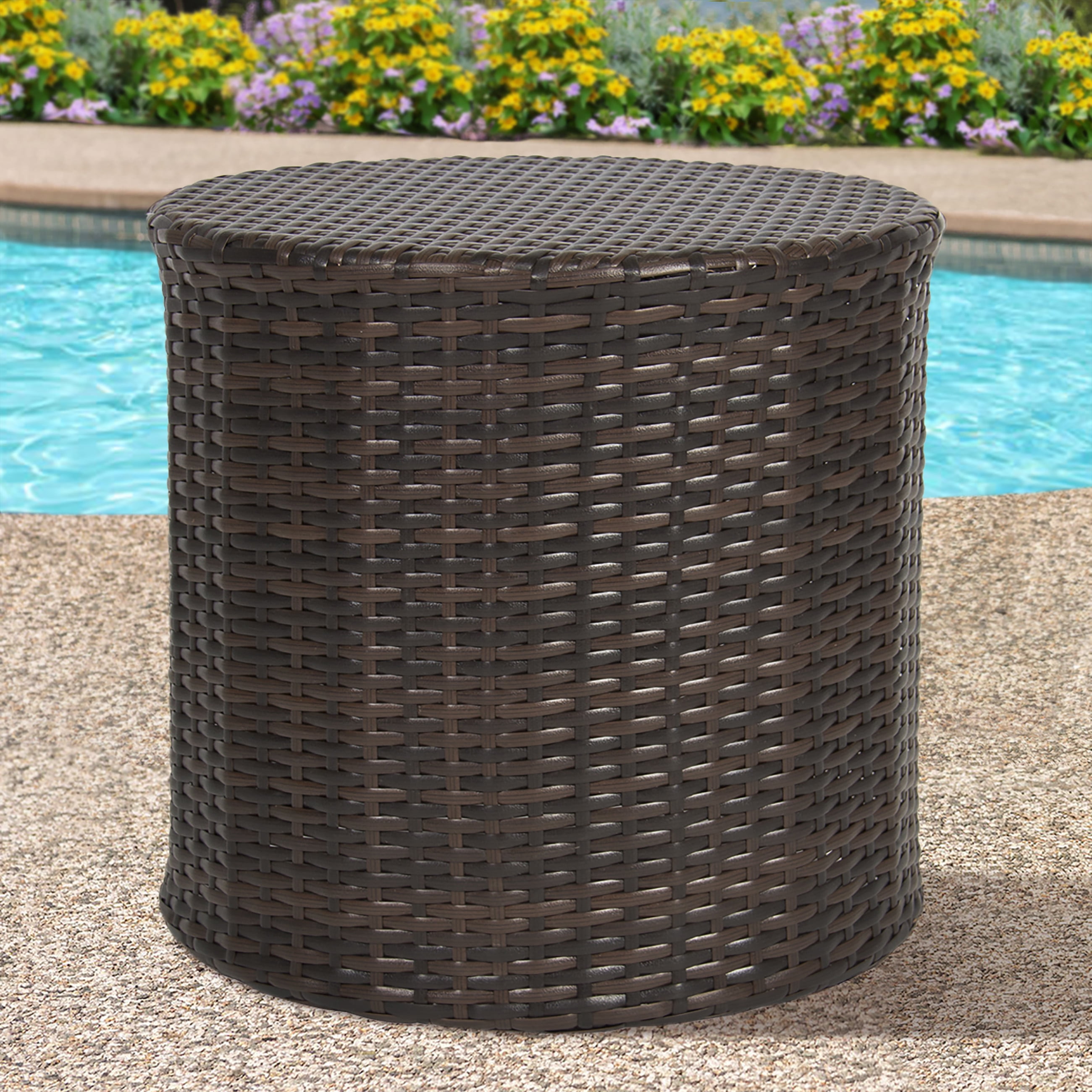 Best Choice S Outdoor Round Wicker Rattan Barrel Side Table Best Choice S Outdoor Round Wicker Rattan Barrel Side Table Patio Furniture W Storage Steel Frame For Garden Backyard Porch