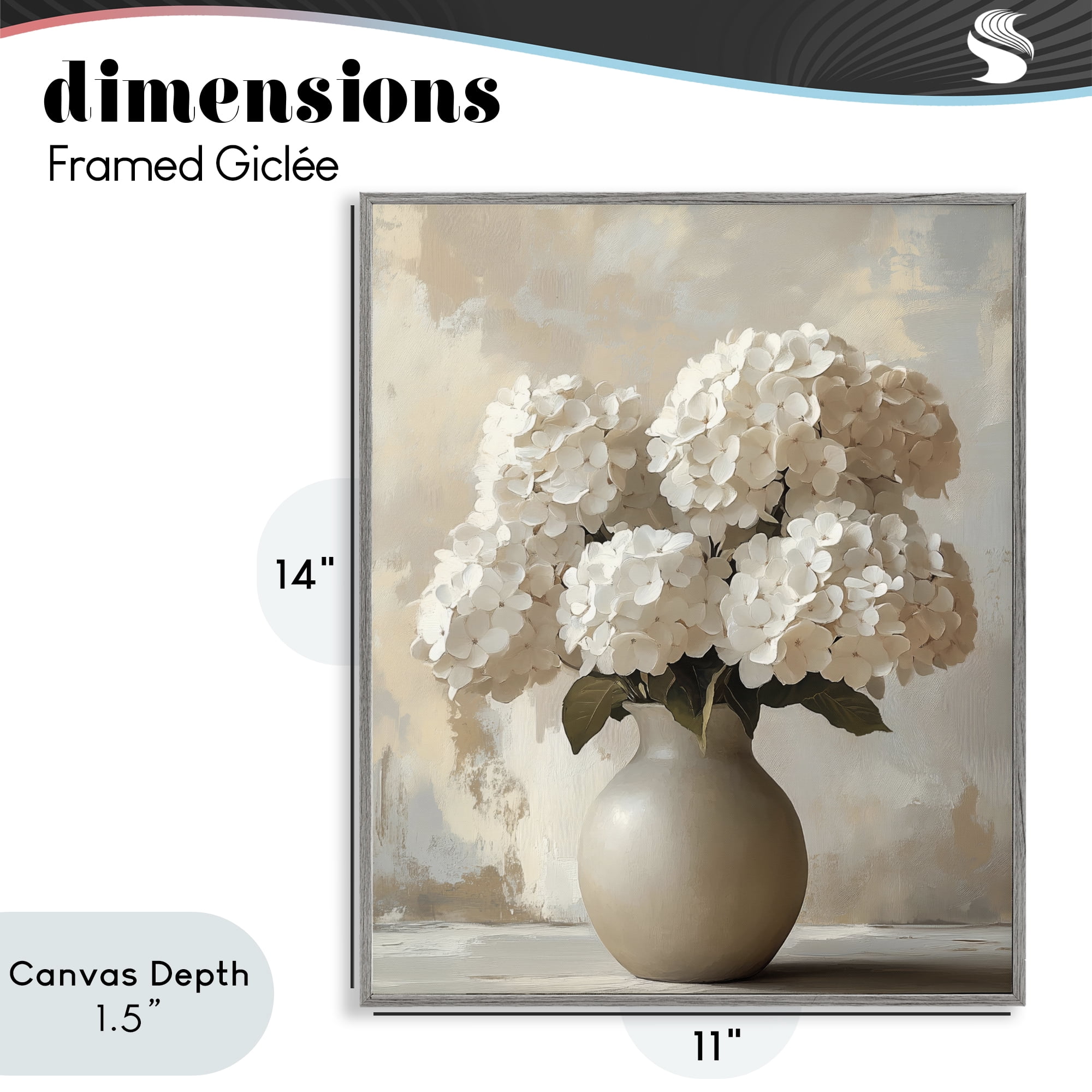 Stupell Industries Vase of Hydrangeas in Bloom Gray Framed Giclee Art, design by LSR Design Studio
