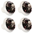 thumbnail image 2 of 4 Pcs Round White Knobs for Kitchen Cabinet Cupboard Dresser Bookcase Roses and Skull Drawer Pulls Handles Home Decor, 2 of 8