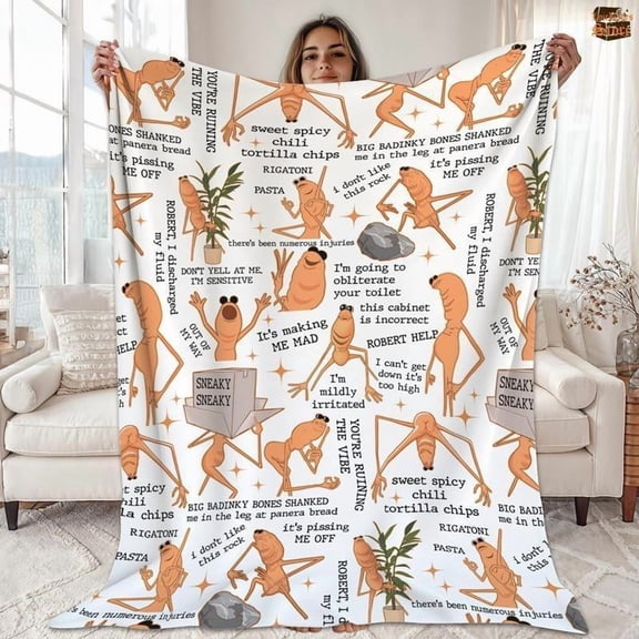 Marcus The Worm Flannel Blanket This Super Soft Flannel Blanket is The Perfect Gift for Christmas and lovers Soft Warm Cozy Throw for Bed Sofa Nap Travel, Cute Home Decor