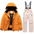 thumbnail image 2 of MEZZALL Kids Winter Ski Outfits Sets Boys Girls Warm Thermal Snowboard Hood Long Sleeve Jackets Overalls Pants With Pockets Solid Color Comfort Teen Clothes Sets, 2 of 8