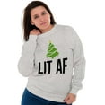 thumbnail image 3 of Festive Holiday Christmas Tree Lit AF Unisex Plus Size Sweatshirt Brisco Brands 2X, 3 of 6