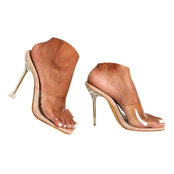 Mostsola Clear Heels for Women Transparent Sexy Stiletto Open Square Toe Heeled Sandals Pumps
