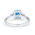 thumbnail image 3 of Emerald Cut Wedding Ring Simulated Blue Topaz CZ 925 Sterling Silver Size 6, 3 of 5
