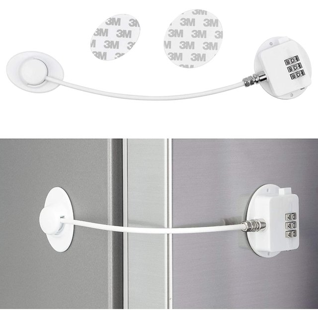 Cerraduras con combinación numérica para armarios, alacenas, refrigeradores y congeladores, cerraduras de seguridad para niños, seguridad para el hogar, color blanco, adhesivo 3M, sin residuos