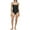 Black, variant on Women's One Piece Quick-Drying Fabric Bandeau Maillot Swimsuit (Black/White Geo, S)