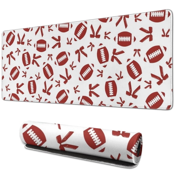 Long Mouse Pads for Desk,Football and Ribbon Shapes Pattern Desk Mats on Top Of Desks, Desk Mouse Pad Extra Large with 3mm Non-Slip Base and Stitched Edge for Gaming,Office,Work,Home 31.5"x11.8"