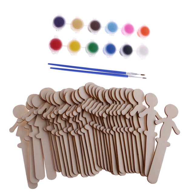 32 Piezas de Sin Terminar Palillos de Artesanía de Juguete para Scrapbooking DIY Gloria Muñecas de madera