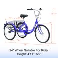 thumbnail image 7 of Harper & Bright Designs Adult Tricycle Trikes, 3-Wheel Bikes, 24 Inch Wheels 7 Speed Cruiser Bicycles with Large Shopping Basket for Women and Men, Blue, 7 of 7