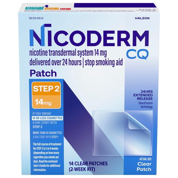 Nicoderm CQ Step 2 Extended Release Nicotine Patches to Stop Smoking, 14 Count
