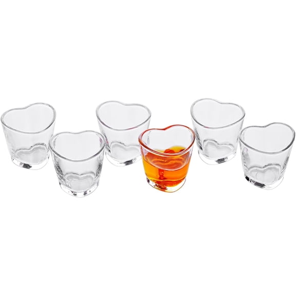 Heart Shaped Shot Glasses - Set of 6, Perfect for Soju, Tequila, or Bulk Serving