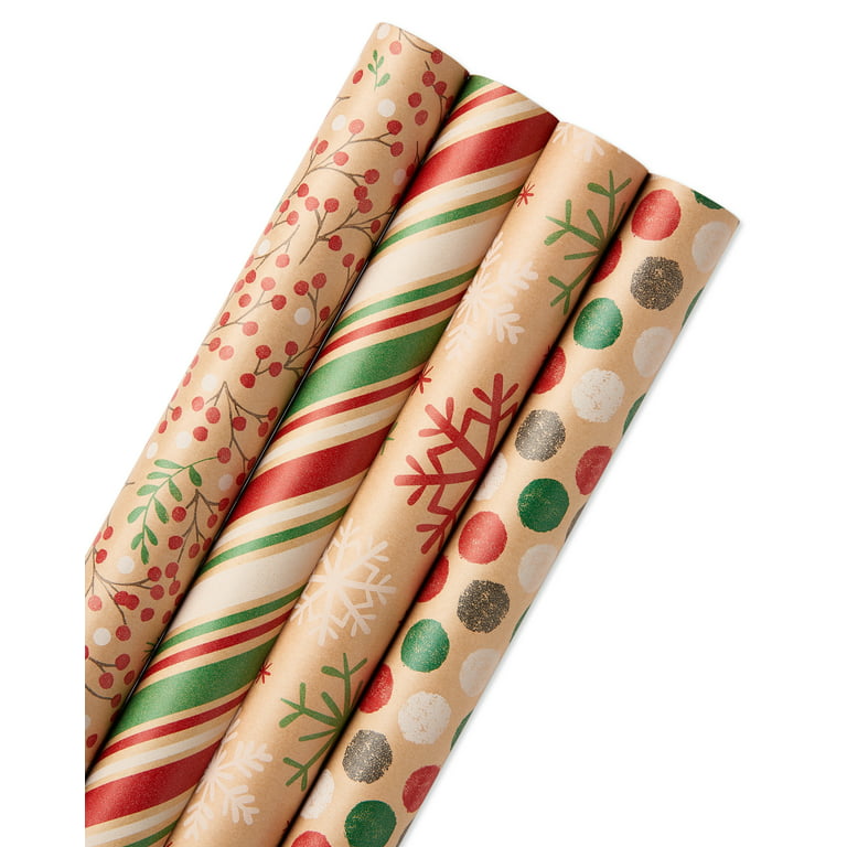 Knit Kraft Natural/Red/Green Wrapping Paper Roll