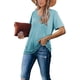 thumbnail image 4 of Camiseta Lunivop para mujer, cuello en V, manga corta, azul marino, talla S, 4 of 4