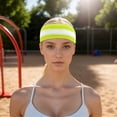 thumbnail image 2 of Unique Bargains 3Pcs Headband with Wristband Sweat Headband Fluorescent Green White, 2 of 6