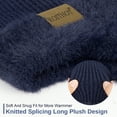 thumbnail image 3 of KOITHOT 3 Pcs Winter Beanie Hat with Ear Flaps Knitted Neck Warmer Touchscreen Gloves Set for Men Navy Blue, 3 of 6