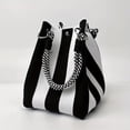 thumbnail image 3 of Lusa Vintage Stripe Color Block Knit Tote Bags for Women Fashion Simple Woven Bucket Bag Comfortable Durable Polyester Fixed Strap for Work & Commute Daily Use F One Size, 3 of 7