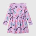 thumbnail image 4 of JUMEYU Little Girls Cotton Long Sleeve Cartoon Appliques Summer Casual Dress 7T 8T (Purple,7-8 Years), 4 of 8