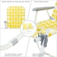 thumbnail image 3 of 2 Pieces Folding Beach Chair, Steel Tube PP Webbing Patio Lawn Chairs with Arm and Footrest, Outdoor Beach Portable Camping Chair for Yard Garden, Yellow, 3 of 8