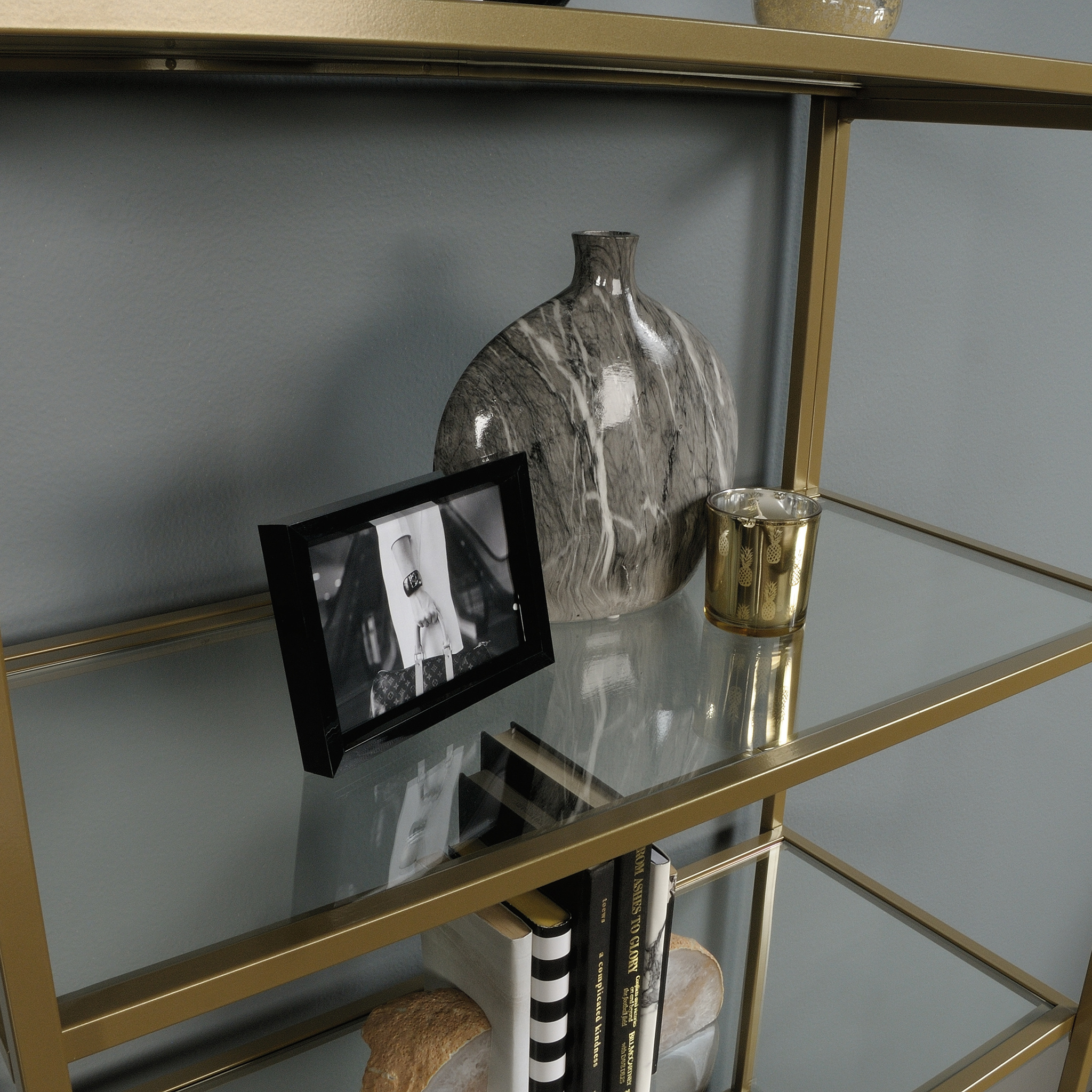 Better Homes & Gardens Nola 5-Shelf Etagere Bookcase, Gold photo 6