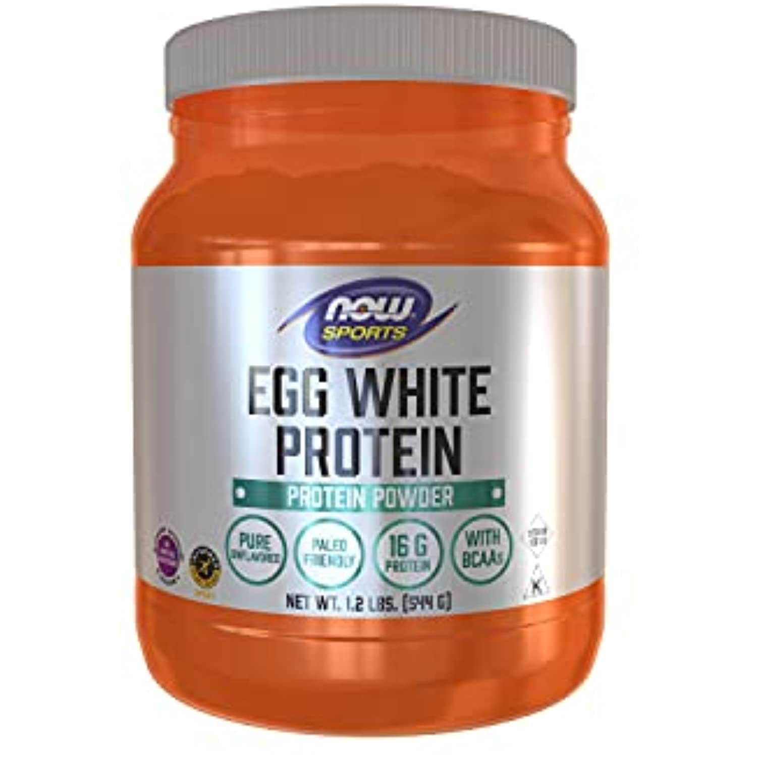 Now Sports Nutrition, Egg White Protein, 16 G With Bcaas, Unflavored Powder, 1.2Pound