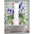 thumbnail image 5 of Spring Easter Sheer Curtains 96 Inch Length 2 Panels Set Window Treatments, Purple Floral Summer Botanical Green Plaid Rod Pocket Semi Curtains for Living Room/Bedroom/Kitchen Décor, 104"W x 96"L, 5 of 7