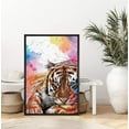 thumbnail image 3 of IDEA4WALL Framed Canvas Art Wall Decor Spotted Yellow Tiger with Rinbow Color Animals Wildlife Watercolor Expressionism Contemporary Portrait Colorful for Dorm Home Office - 16"x24", 3 of 3