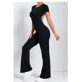 thumbnail image 3 of SKQIT Flare Workout Jumpsuits for Women One Piece Short Sleeves Scrunch Butt Lifting Gym Bodysuit Sexy Backless Yoga Outfits, 3 of 7