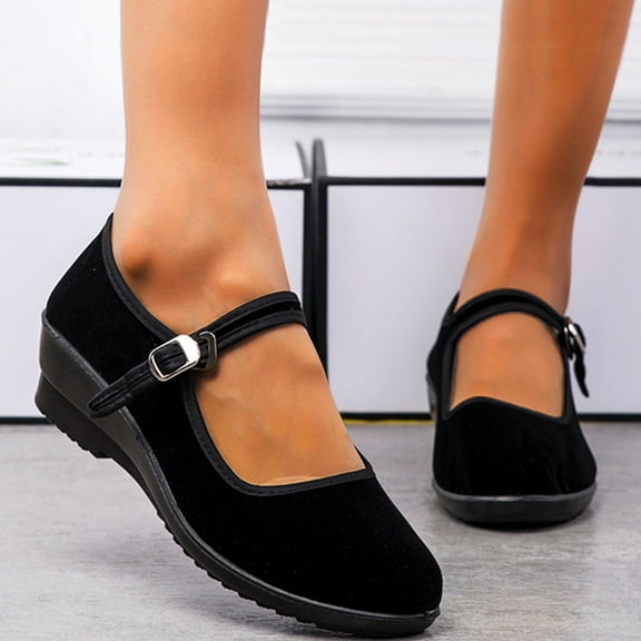 ZTTD Women Heel Sandals Cloth Shoes Flat Casual Shoes Breathable Non Slip Cloth Shoes Single Shoes Casual Fashion Casual Shoes