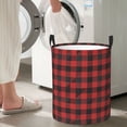 thumbnail image 5 of Sikiie Red Black Plaid Print Round Dirty Clothes Basket, Waterproof Standing Foldable Storage Basket, for Laundry Room, Bedroom, Bathroom Storage-Medium, 5 of 6